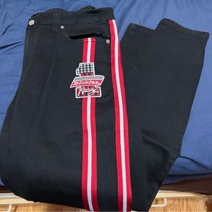 Dickies Racing black jeans with red stripe size 15/32 womens juniors